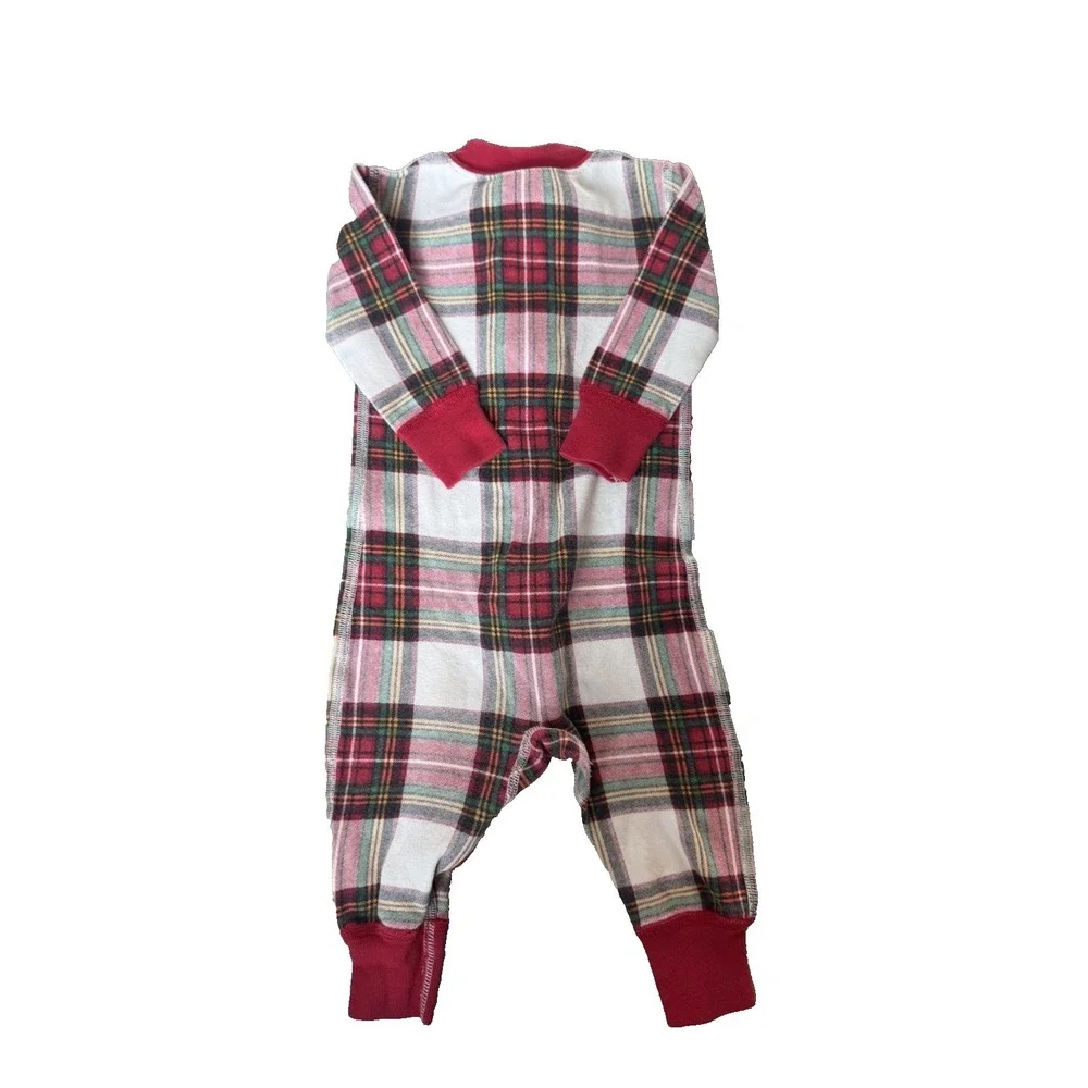 Hanna Andersson Red Plaid Holiday‎ Organic Cotton Zip-Up Sleeper Sz 6-12 Mos